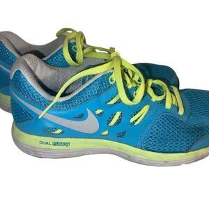 Nike Dual Fusion Womens Athletic Running Shoes Blue & Neon Green Size 8.5